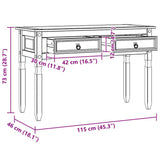 vidaXL Bijzettafel Corona Wit 115 x 46 x 73 cm Massief grenenhout