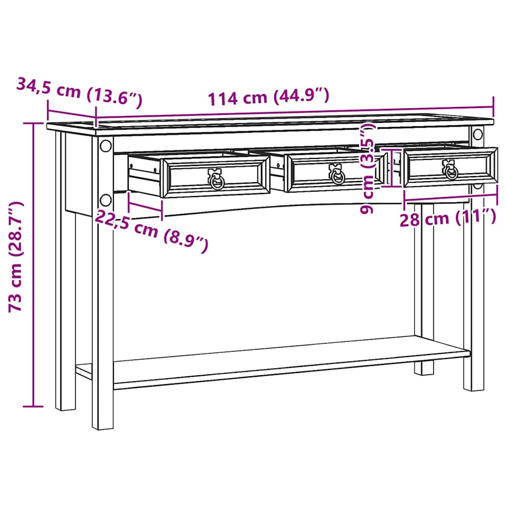 vidaXL Corona Sideboard White 114 x 34.5 x 73 cm Solid Pine Wood