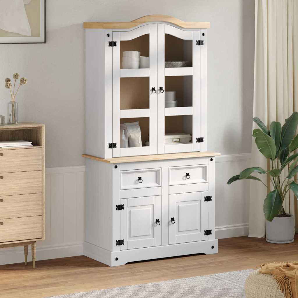 vidaXL Dressoir Corona Wit 100 x 48,5 x 179 cm Massief grenenhout
