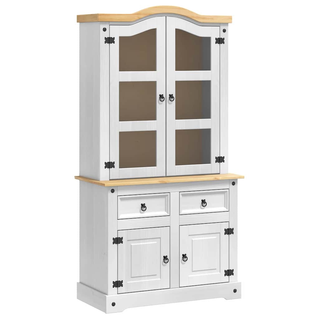 vidaXL Dressoir Corona Wit 100 x 48,5 x 179 cm Massief grenenhout