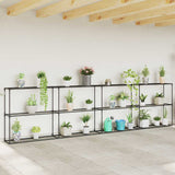vidaXL 3-Tier Plant Stand Black 400 x 32 x 104 cm Steel