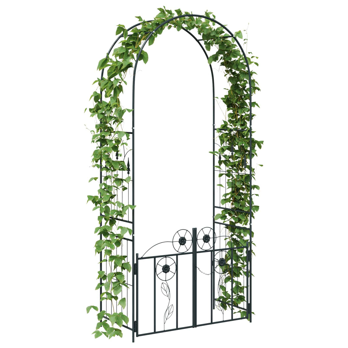 vidaXL Tuinboog met slot Zwart 102 x 50 x 218 cm