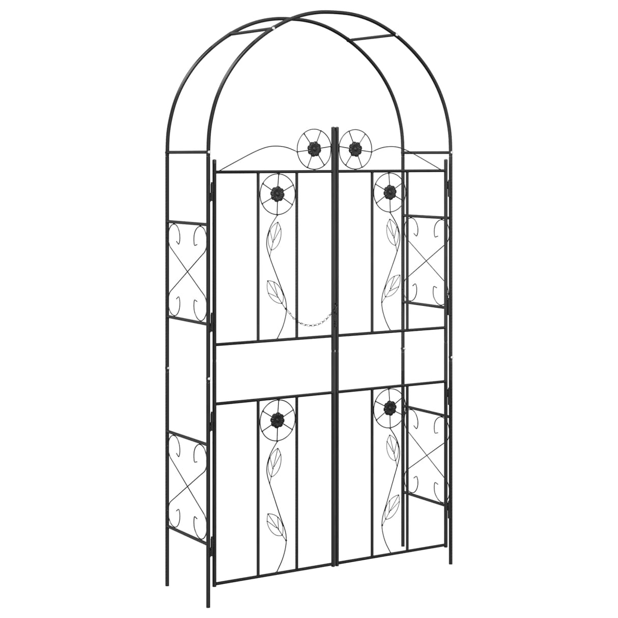 vidaXL Tuinboog Effen Zwart 115 x 37 x 226 cm