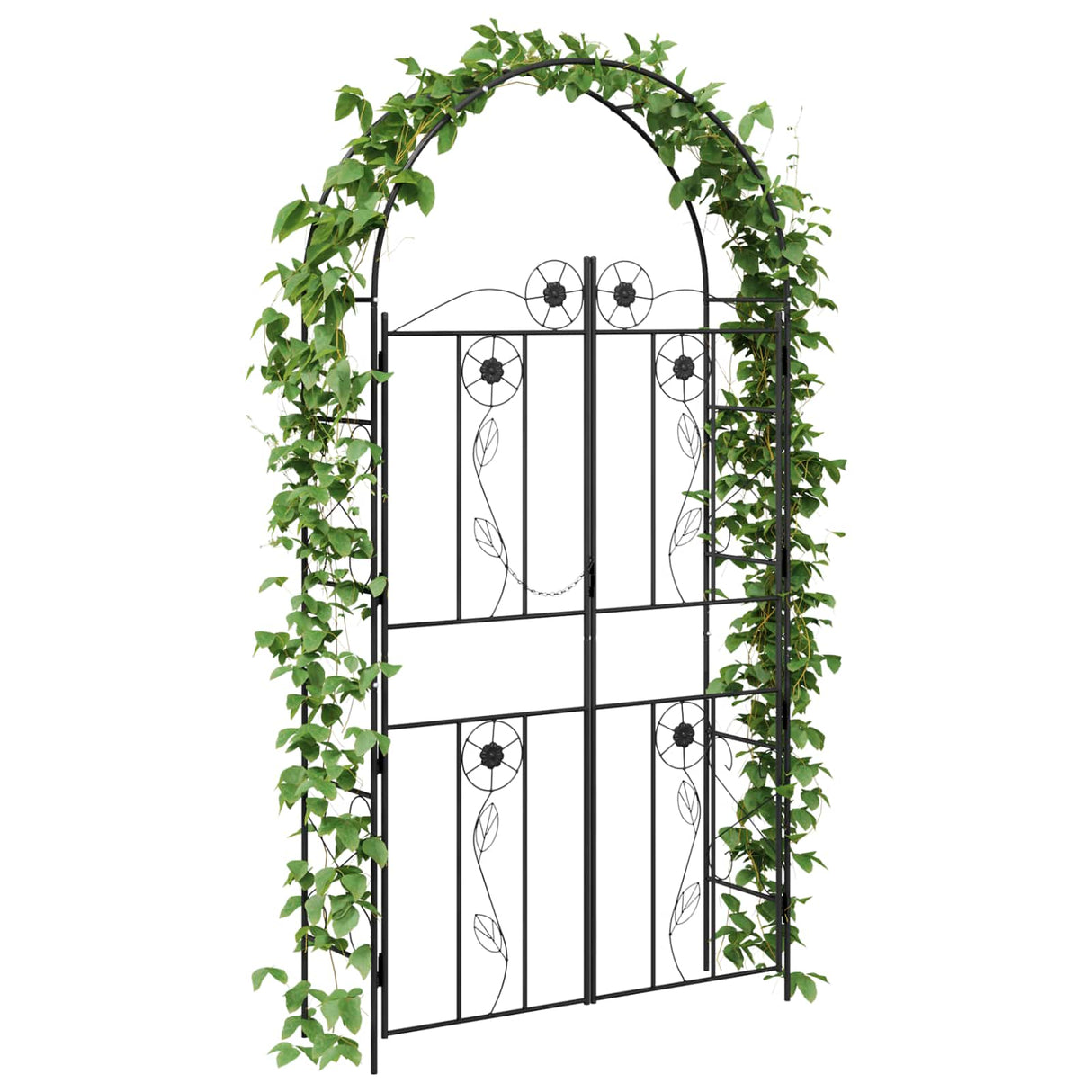 vidaXL Tuinboog Effen Zwart 115 x 37 x 226 cm