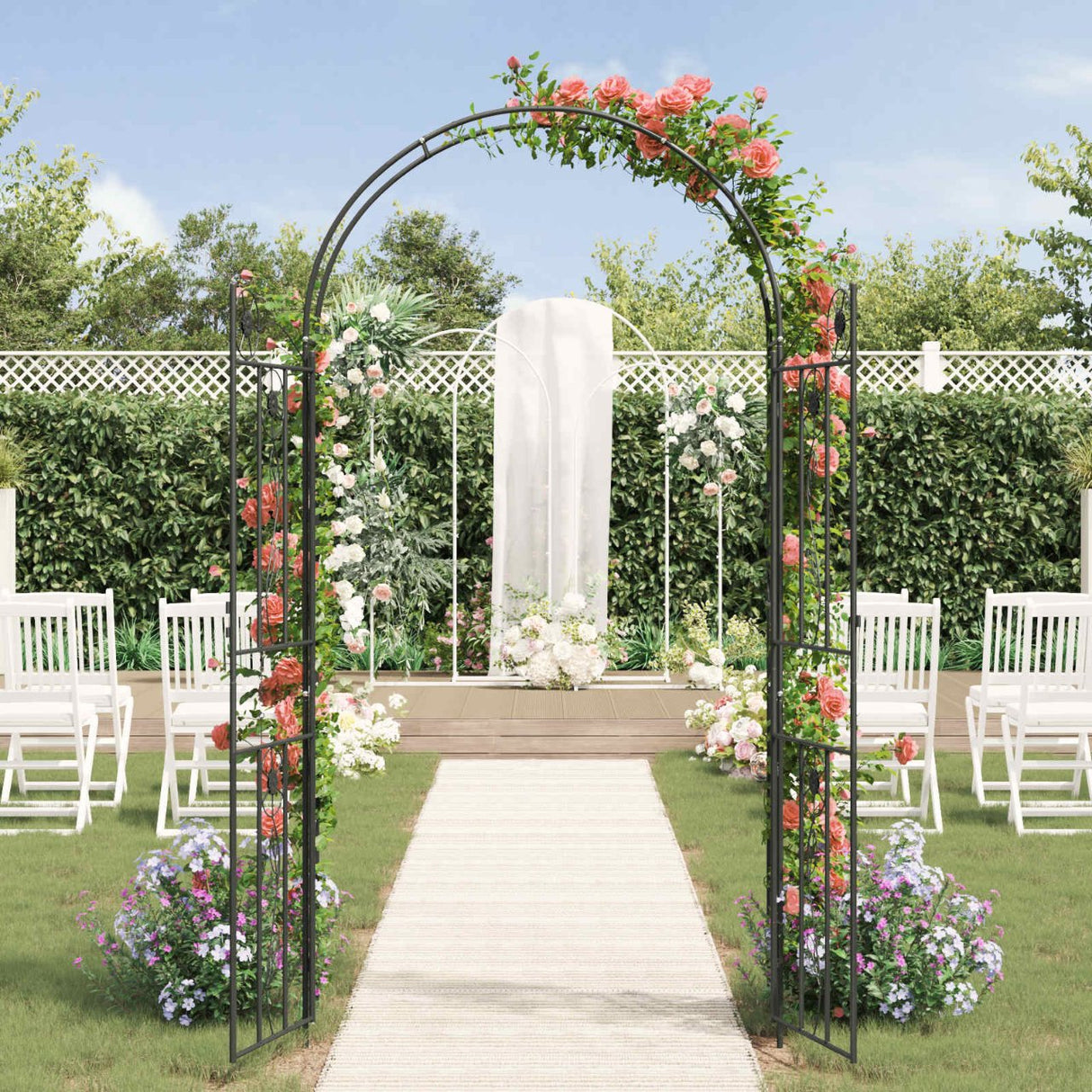vidaXL Tuinboog Effen Zwart 115 x 37 x 226 cm
