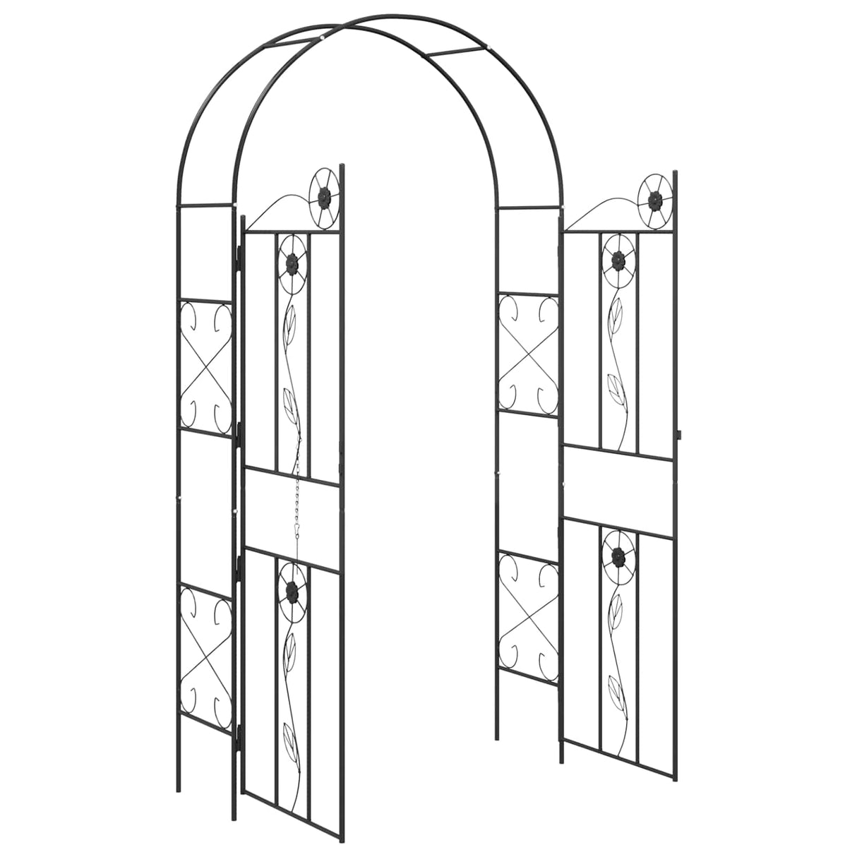 vidaXL Tuinboog Effen Zwart 115 x 37 x 226 cm