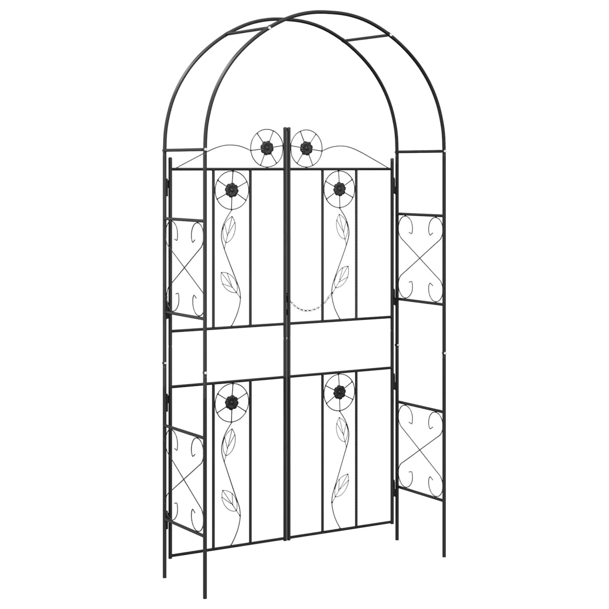 vidaXL Tuinboog Effen Zwart 115 x 37 x 226 cm