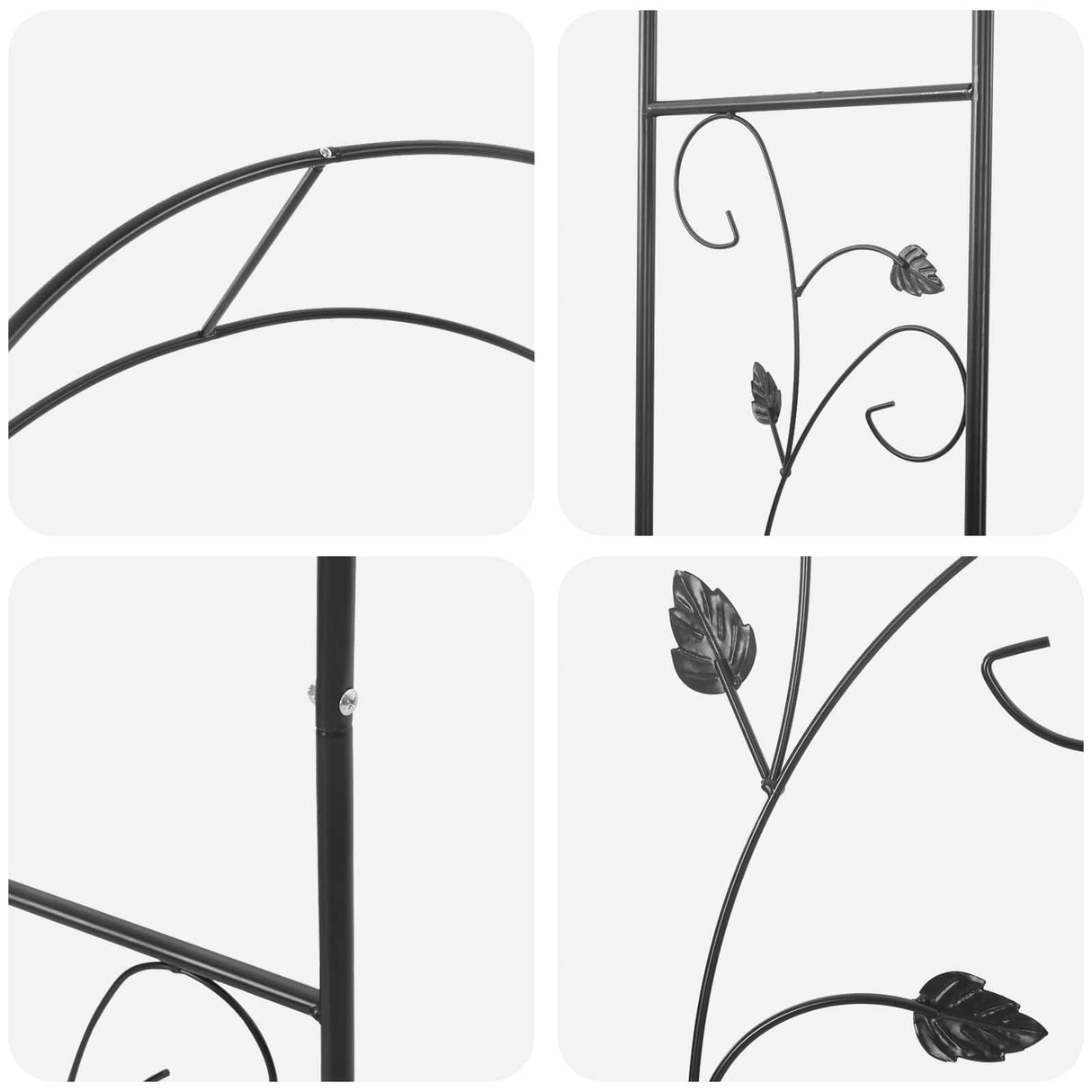 vidaXL Tuinboog Bloemen Zwart 115 x 37 x 231 cm