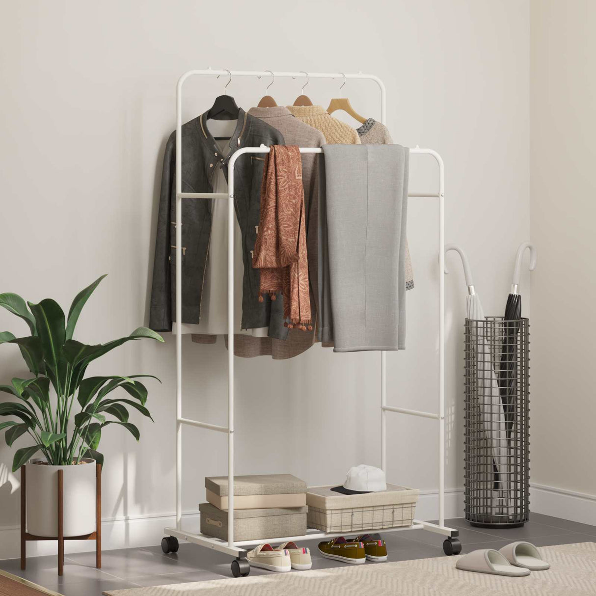 vidaXL Kledingrek Effen Zwart 80 x 53 x 156 cm