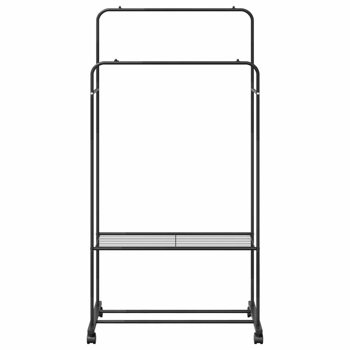 vidaXL Kledingrek met plank met wiel met opslag Zwart 80 x 53 x 156 cm
