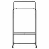 vidaXL Kledingrek met plank met wiel met opslag Zwart 80 x 53 x 156 cm