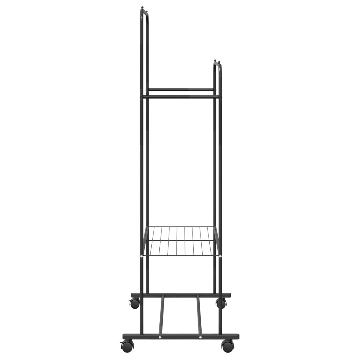 vidaXL Kledingrek met plank met wiel met opslag Zwart 80 x 53 x 156 cm