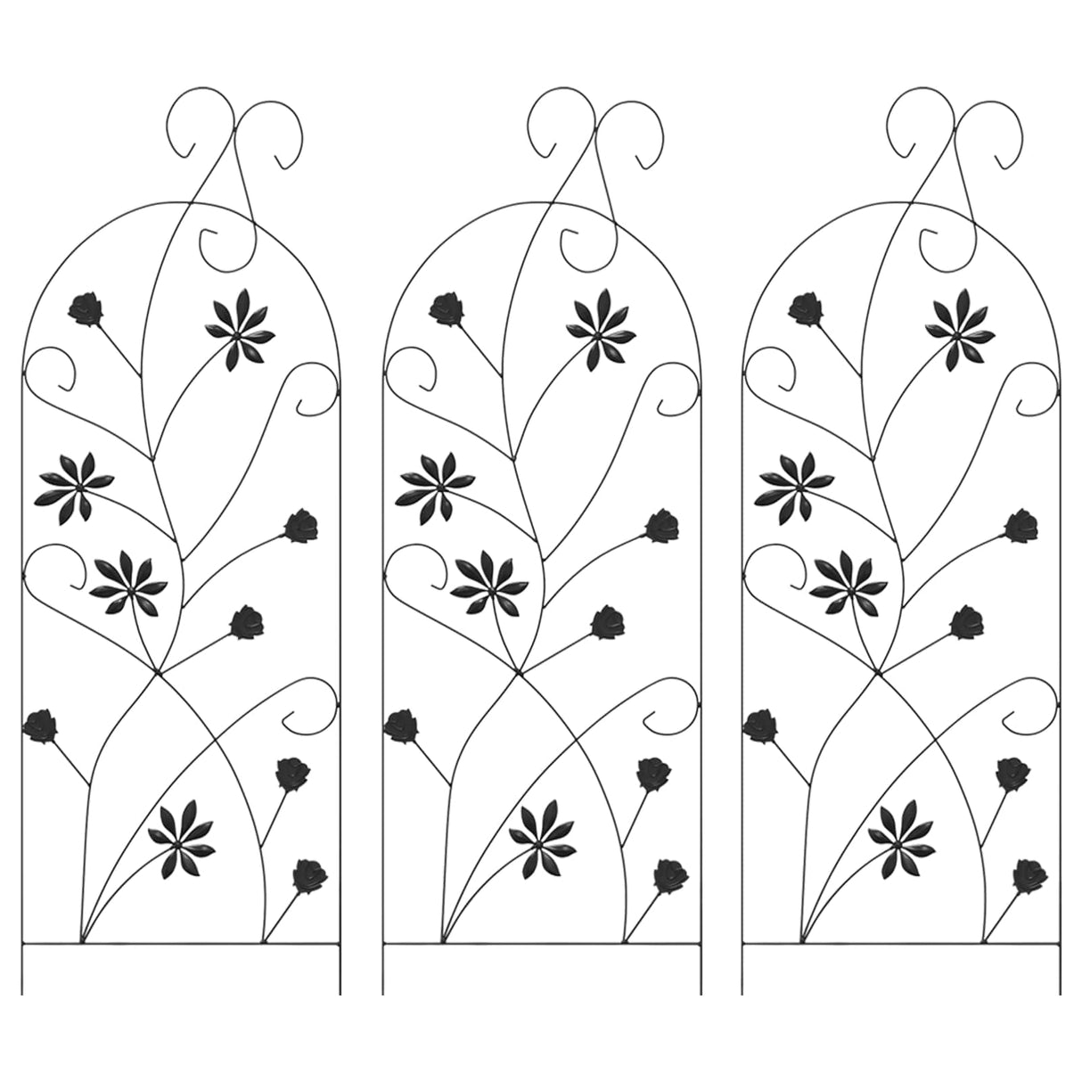 vidaXL Tuinhek met slot 3 pcs Zwart 112 x 39,5 cm Staal