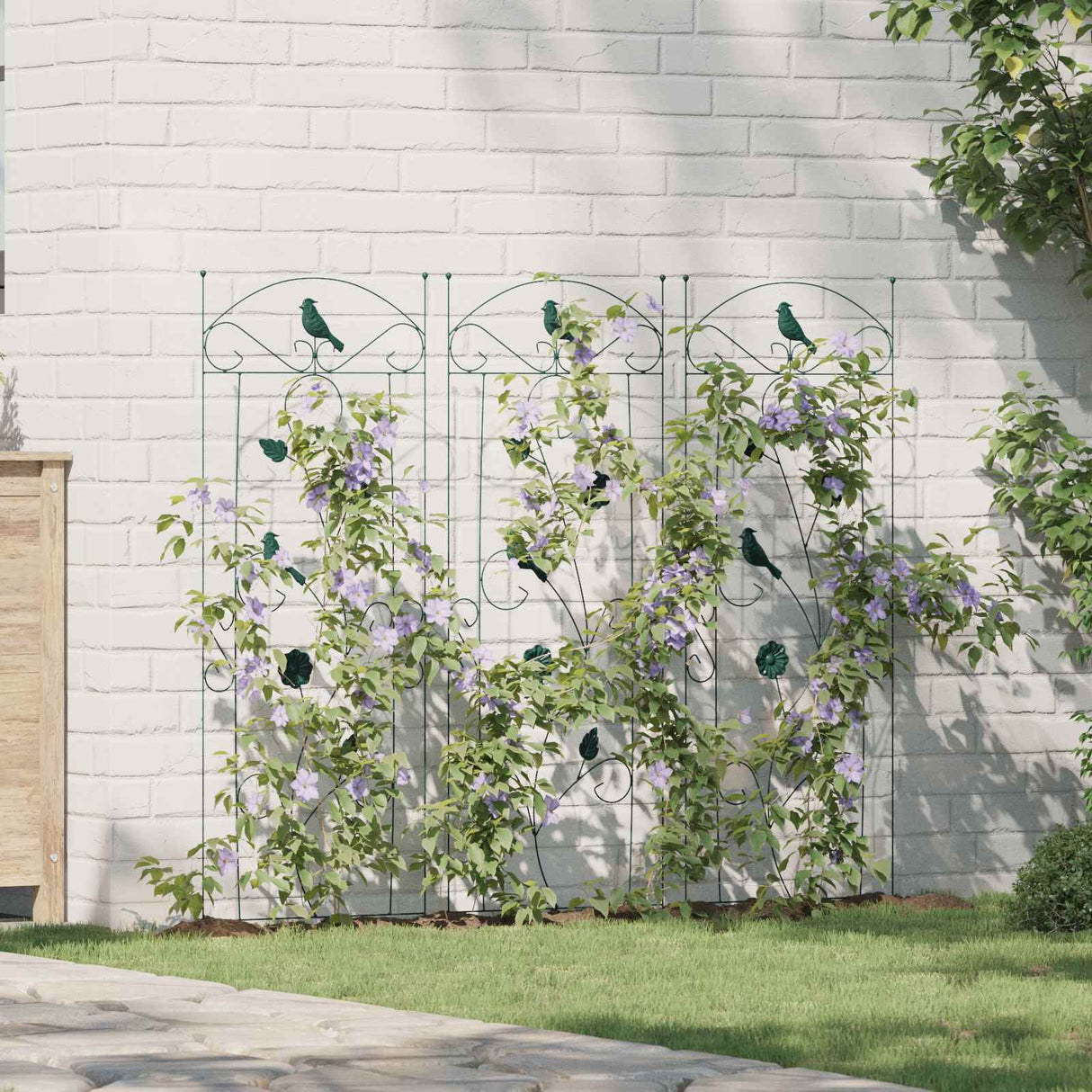 vidaXL Tuinhek met slot 3 pcs Zwart 112 x 39,5 cm Staal