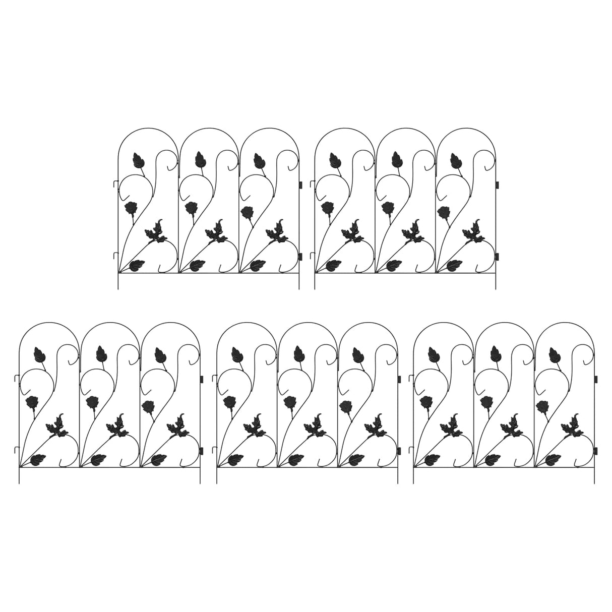 vidaXL Tuinhek 5 pcs Zwart Staal