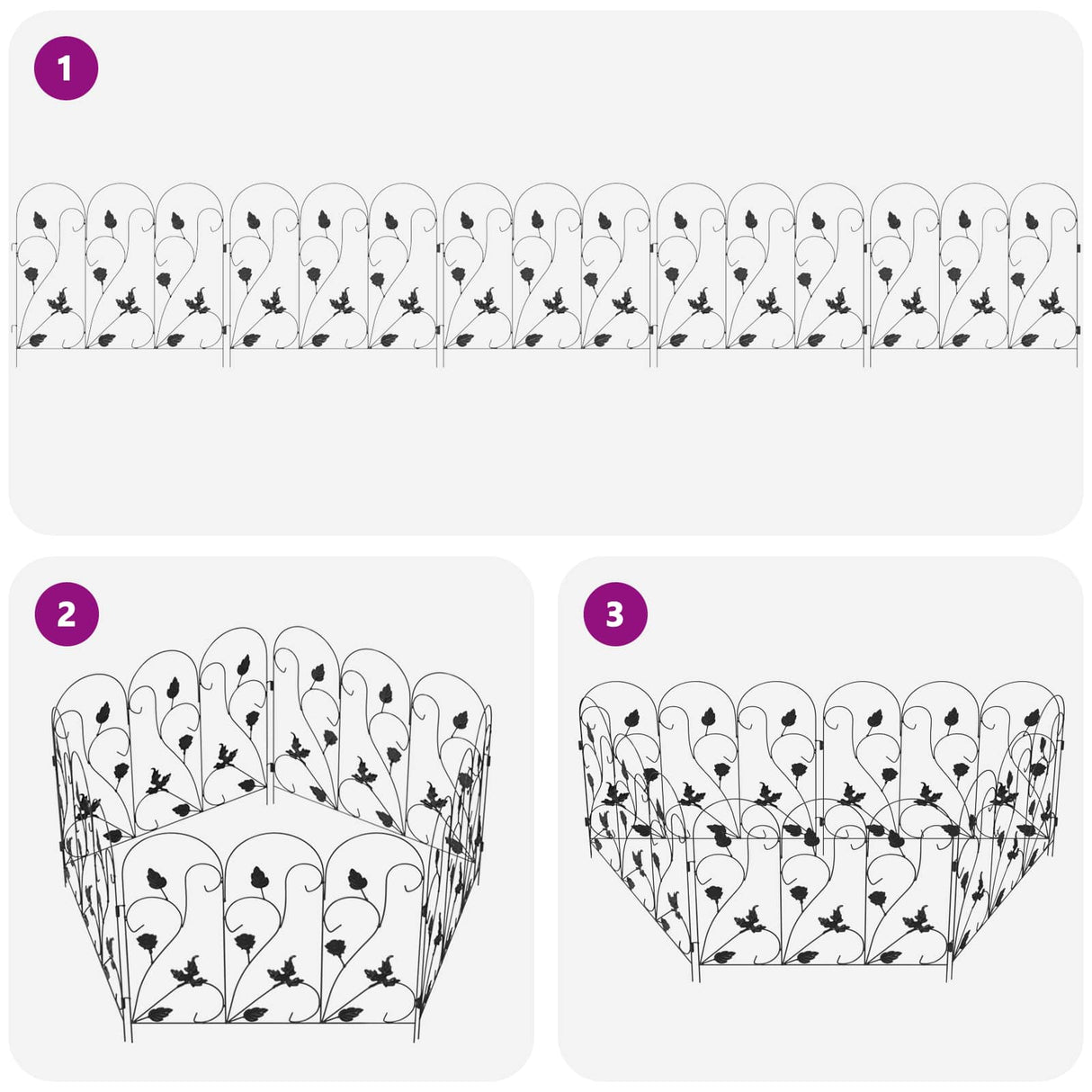 vidaXL Tuinhek 5 pcs Zwart Staal