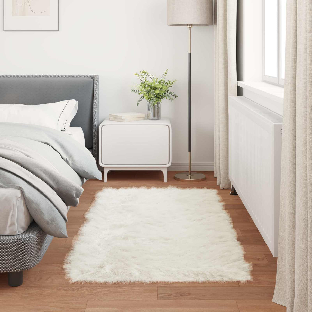 vidaXL Faux Schaapsvacht Tapijt Tafalla Wit 60 x 110 cm Polyester