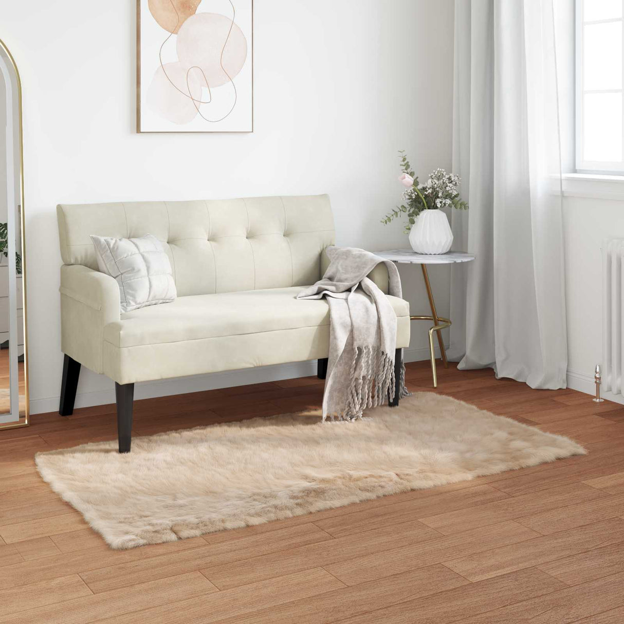 vidaXL Faux Schaapsvacht Tapijt Tafalla Wit 60 x 110 cm Polyester