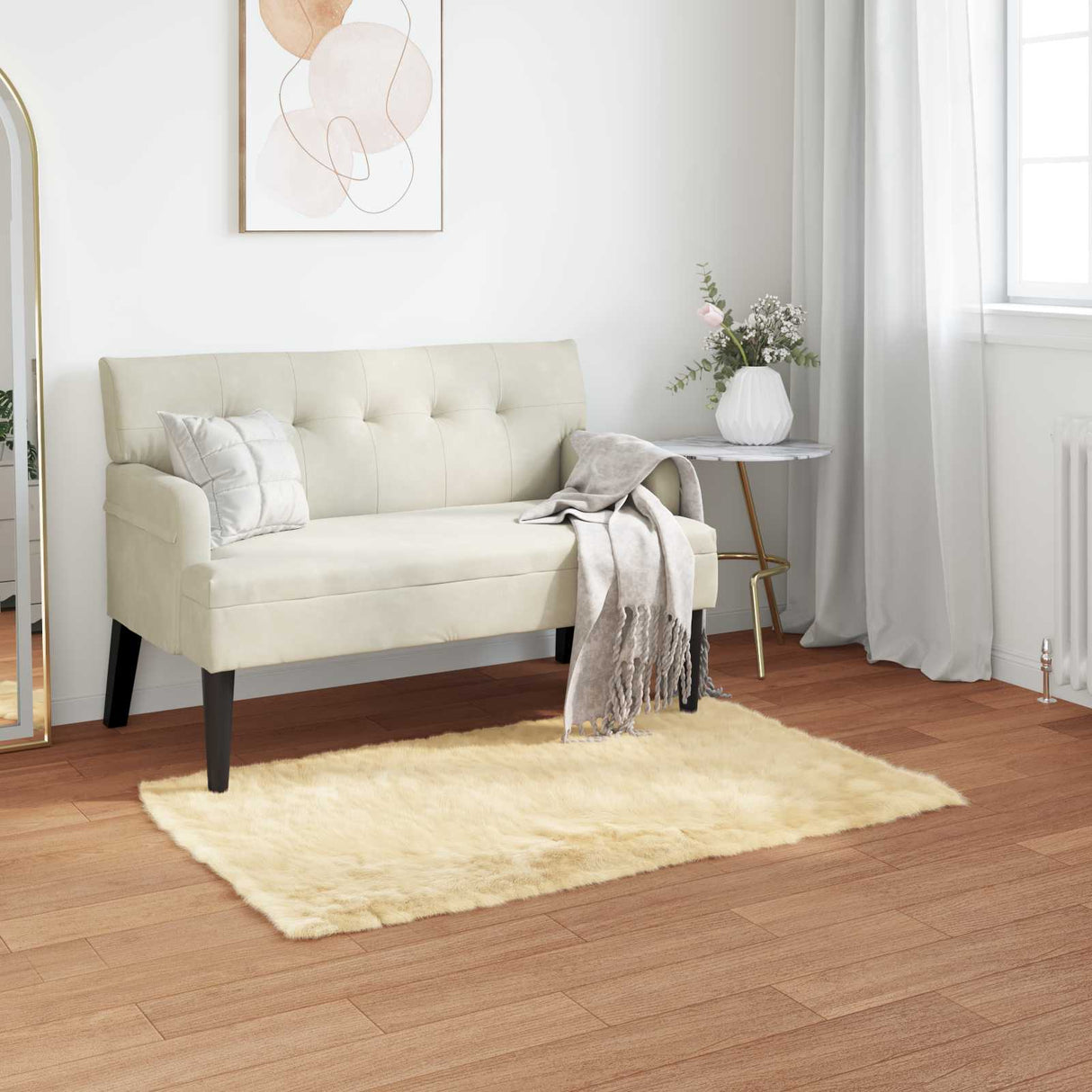 vidaXL Faux Schaapsvacht Tapijt Tafalla Wit 60 x 110 cm Polyester