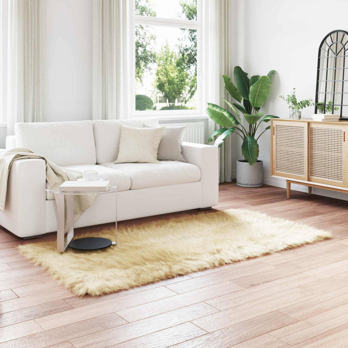 vidaXL Faux Schaapsvacht Tapijt Tafalla Wit 60 x 110 cm Polyester