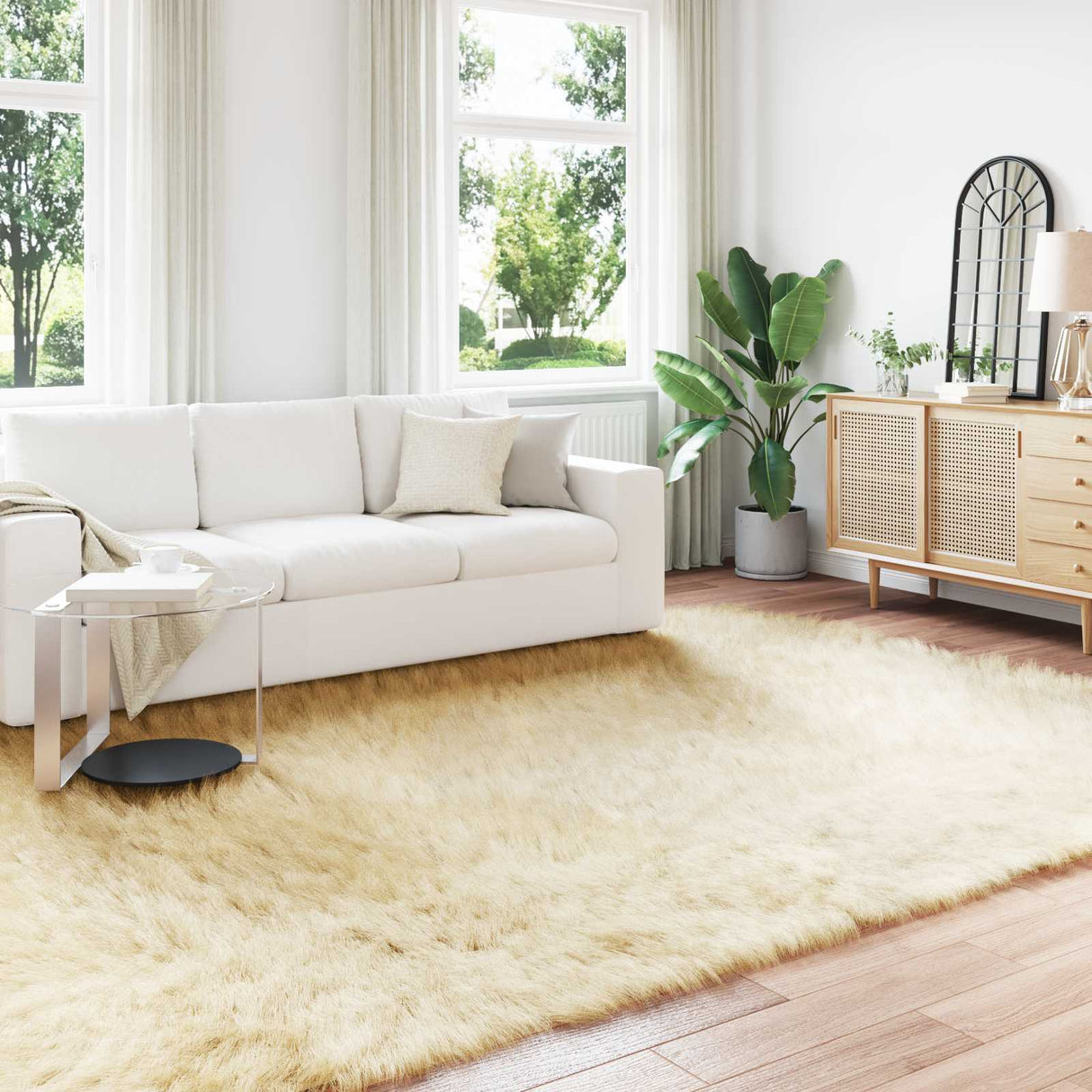 vidaXL Faux Schaapsvacht Tapijt Tafalla Wit 60 x 110 cm Polyester