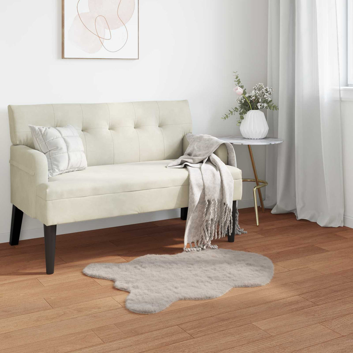 vidaXL Antislip neplamellen schapenvacht tapijt Olite Wit 60 x 110 cm