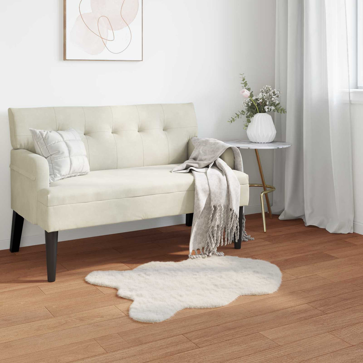 vidaXL Antislip neplamellen schapenvacht tapijt Olite Wit 60 x 110 cm