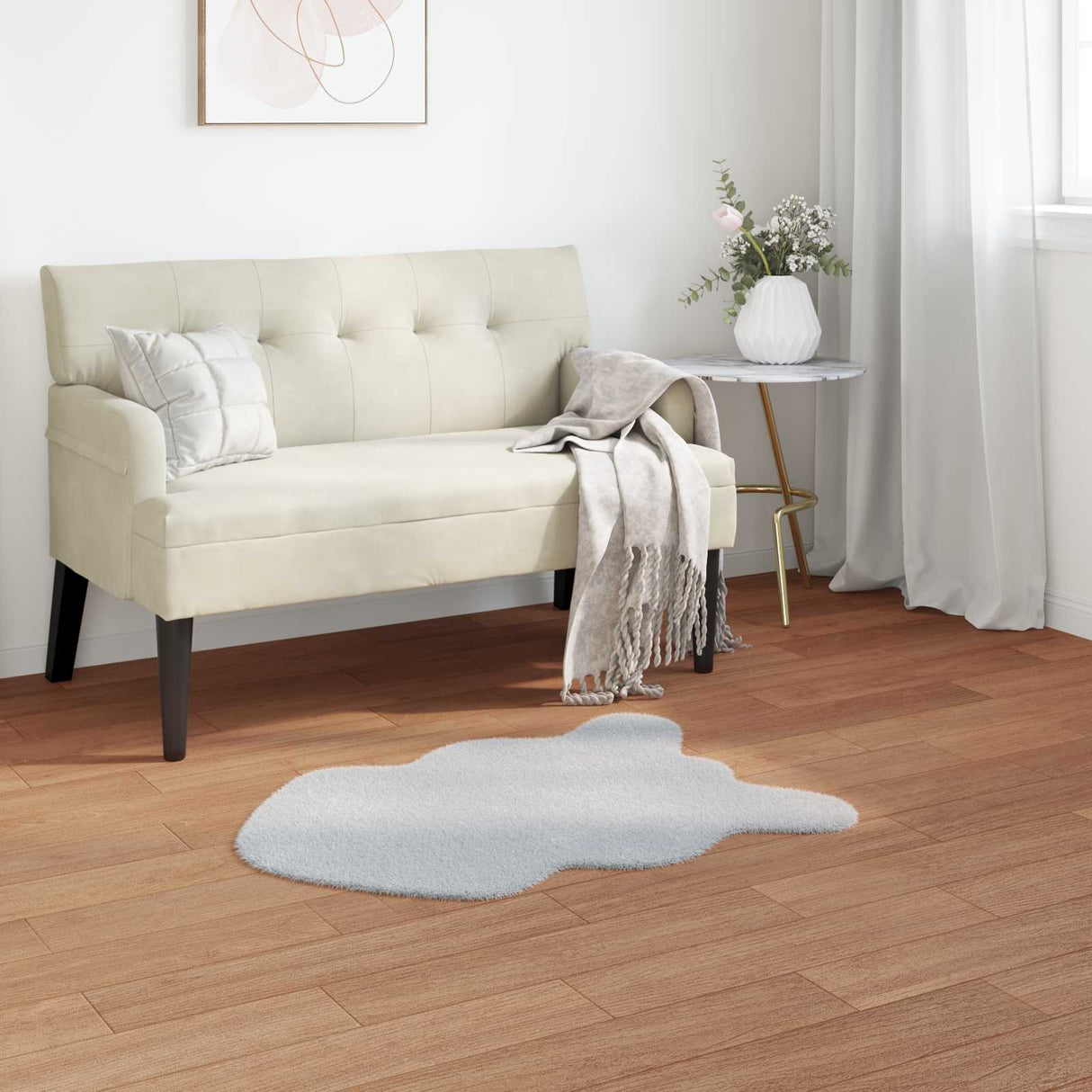 vidaXL Antislip neplamellen schapenvacht tapijt Olite Wit 60 x 110 cm