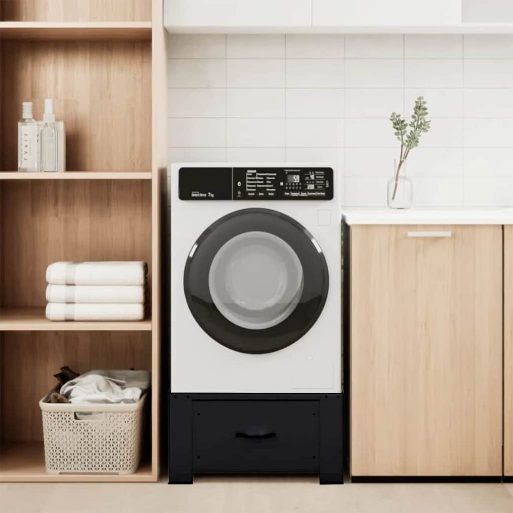 vidaXL Dubbele wasmachine sokkel met uittrekbare planken wit