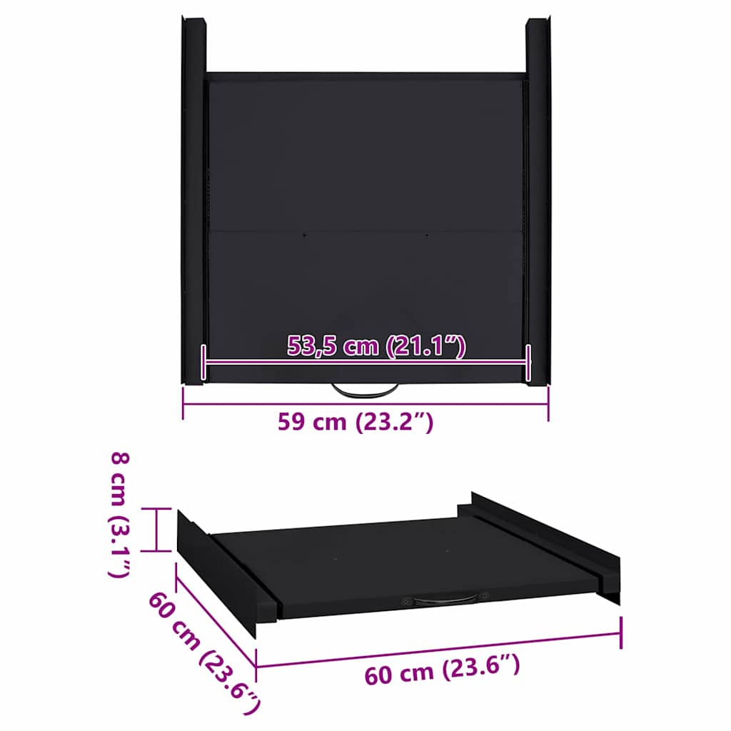 vidaXL Tussenplank voor Wasmachine Zwart 60 x 60 x 8 cm Staal