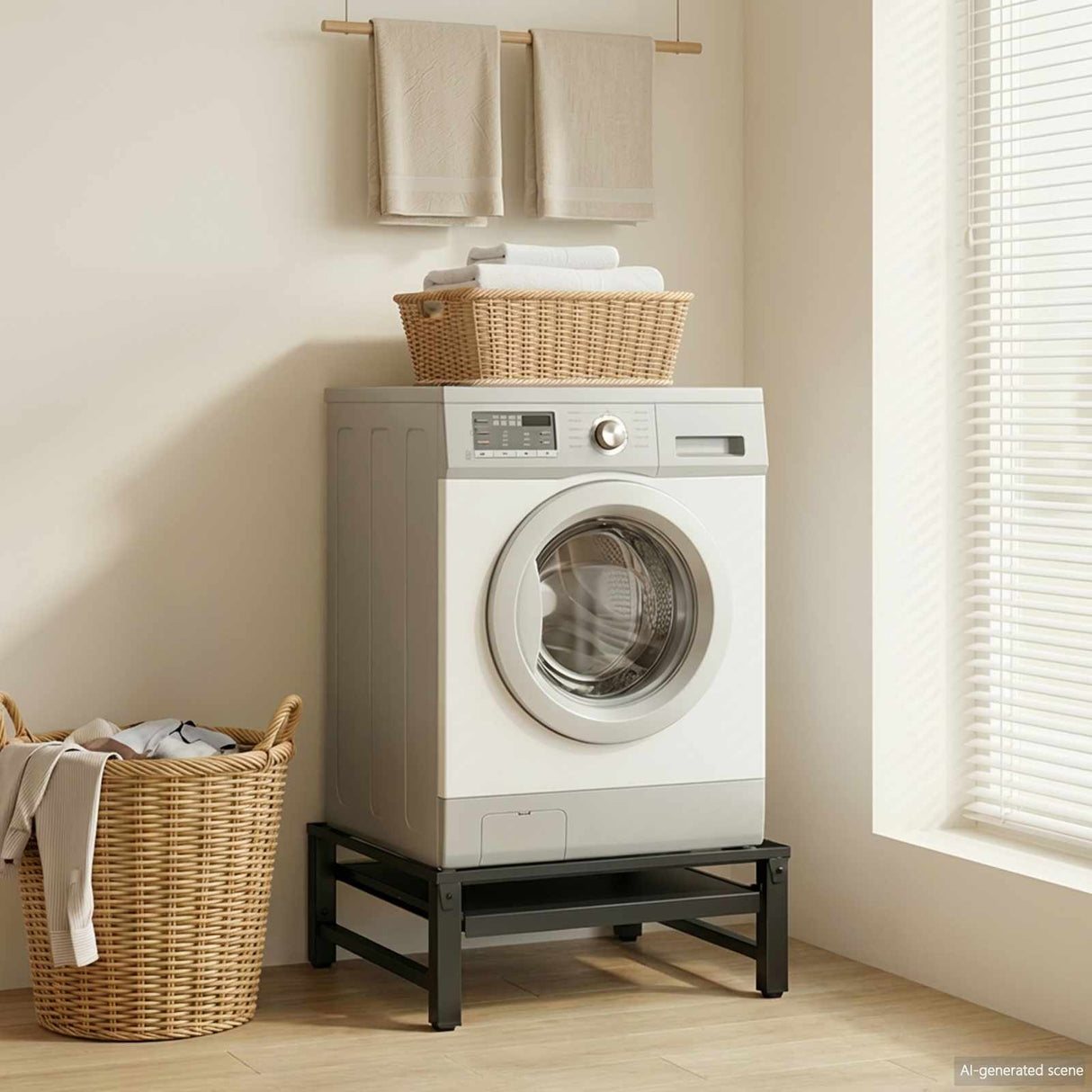 vidaXL Dubbele wasmachine sokkel met uittrekbare planken wit