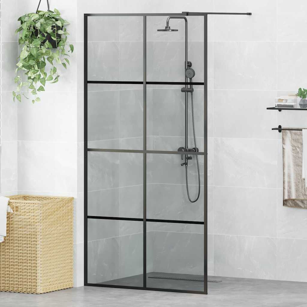 vidaXL Walk-in Shower Screen 80x195 cm ESG Safety Glass Transparent and Black