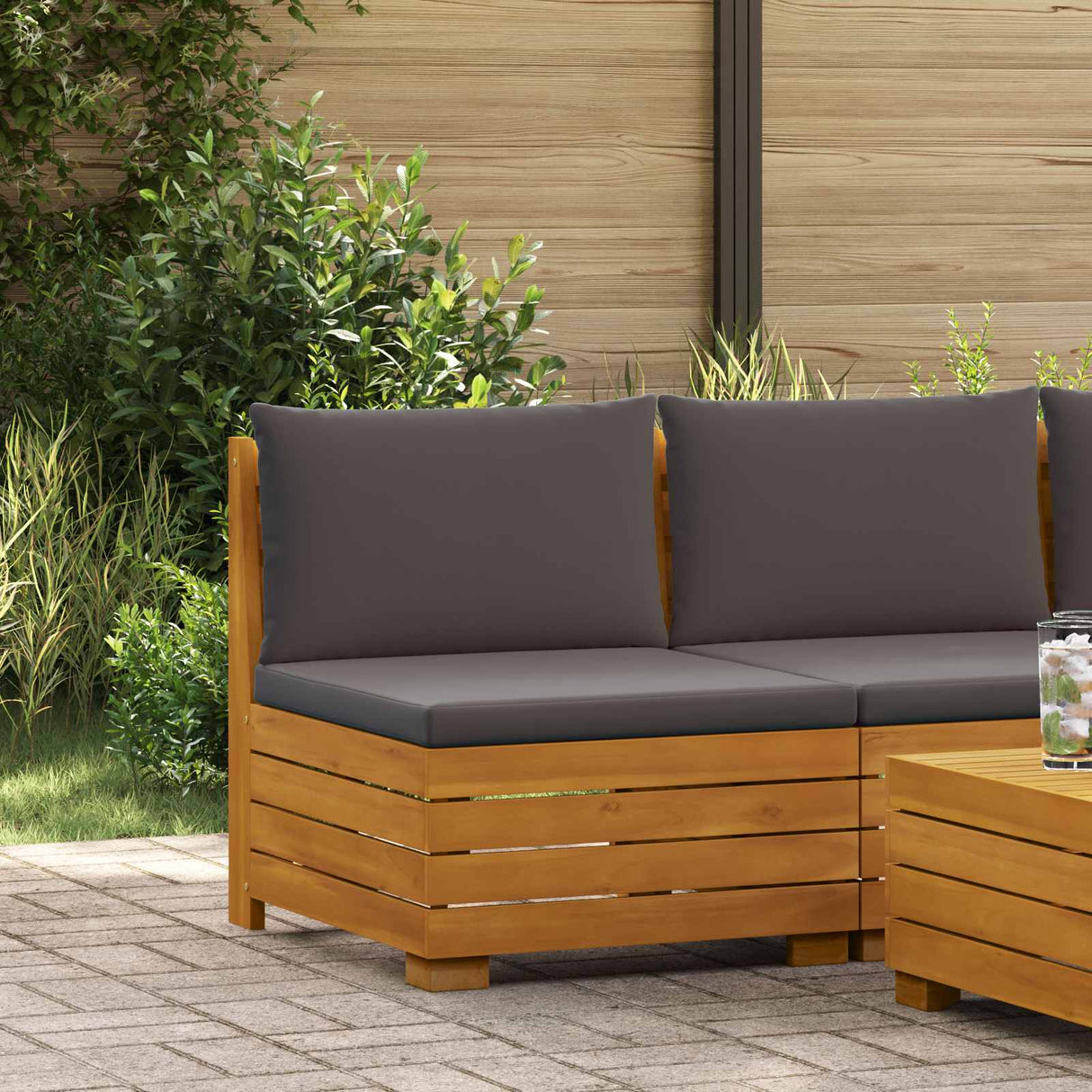 vidaXL Garden Side Table Solid Acacia Wood Brown 60 x 60 x 30 cm