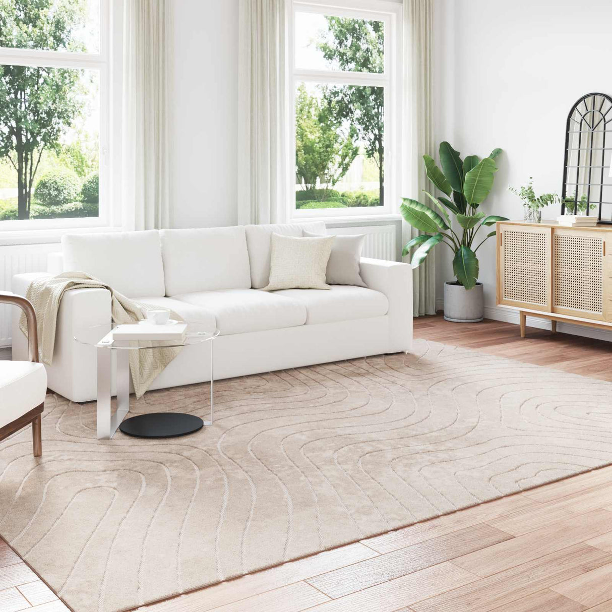 vidaXL Vloerkleden Rechthoekig PALMERAS Crème 150 x 80 cm Polyester