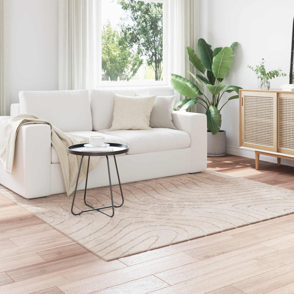 vidaXL Vloerkleden Rechthoekig PALMERAS Crème 150 x 80 cm Polyester