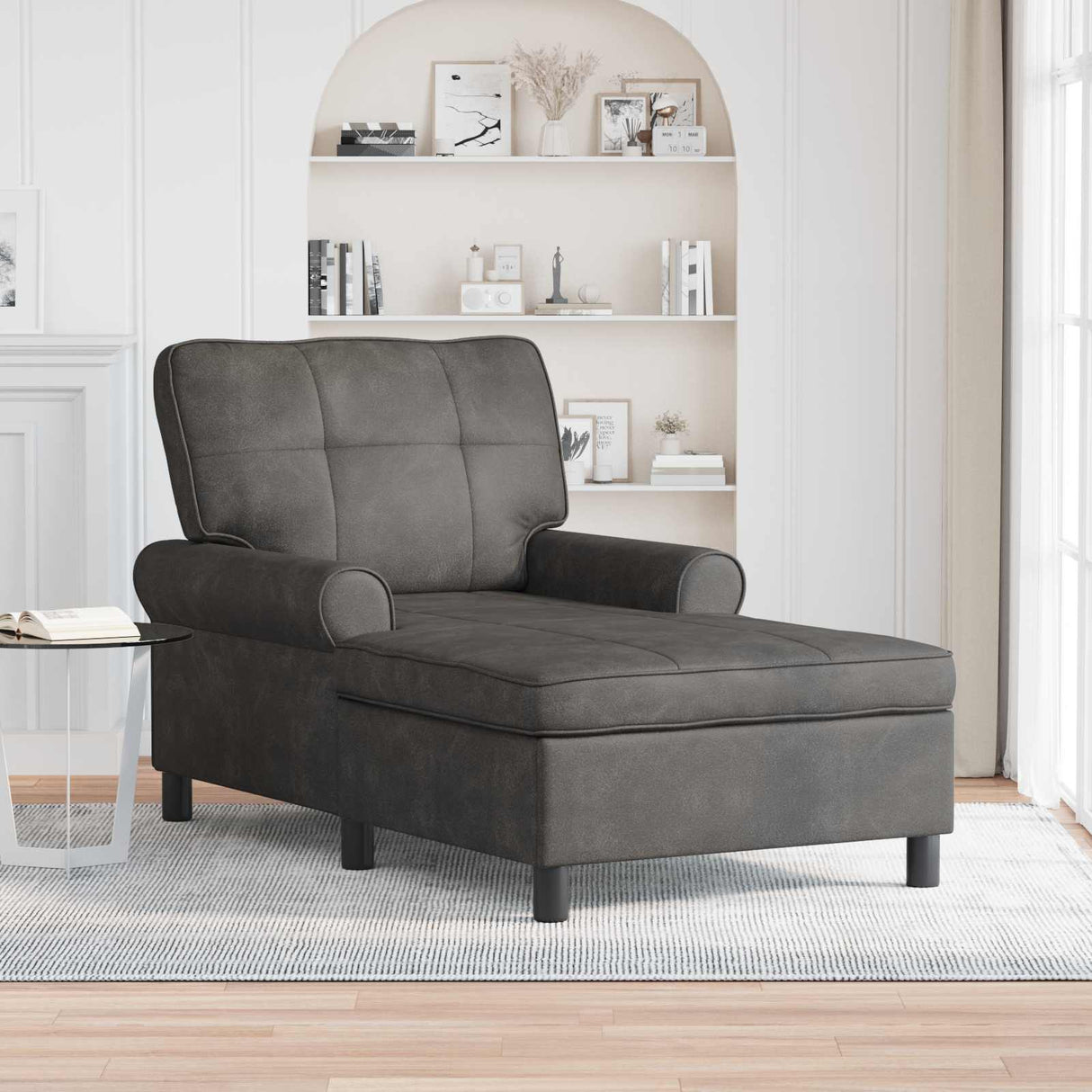 vidaXL Chaise Lounge met kussen Zwart 91 x 157 x 91 cm Kunstleer