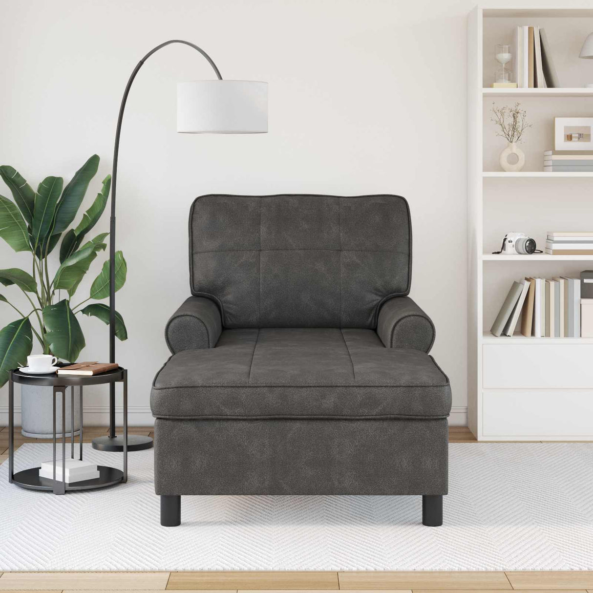 vidaXL Chaise Lounge met kussen Zwart 91 x 157 x 91 cm Kunstleer