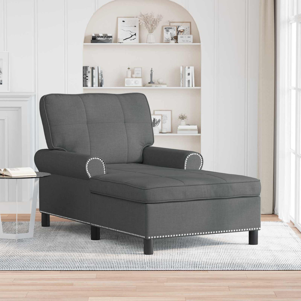 vidaXL Chaise Lounge met kussen Lichtgrijs 91 x 157 x 91 cm Stof