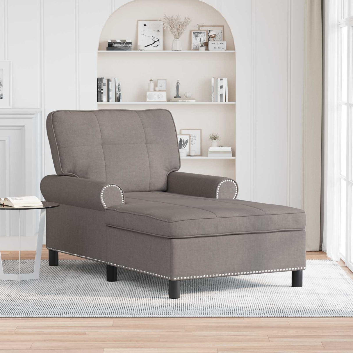 vidaXL Chaise Lounge met kussen Lichtgrijs 91 x 157 x 91 cm Stof