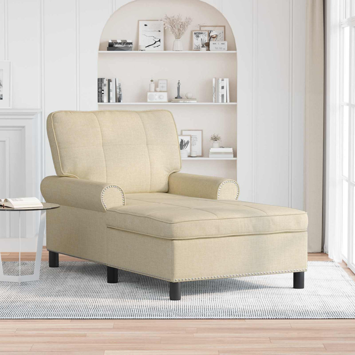vidaXL Chaise Lounge met kussen Lichtgrijs 91 x 157 x 91 cm Stof