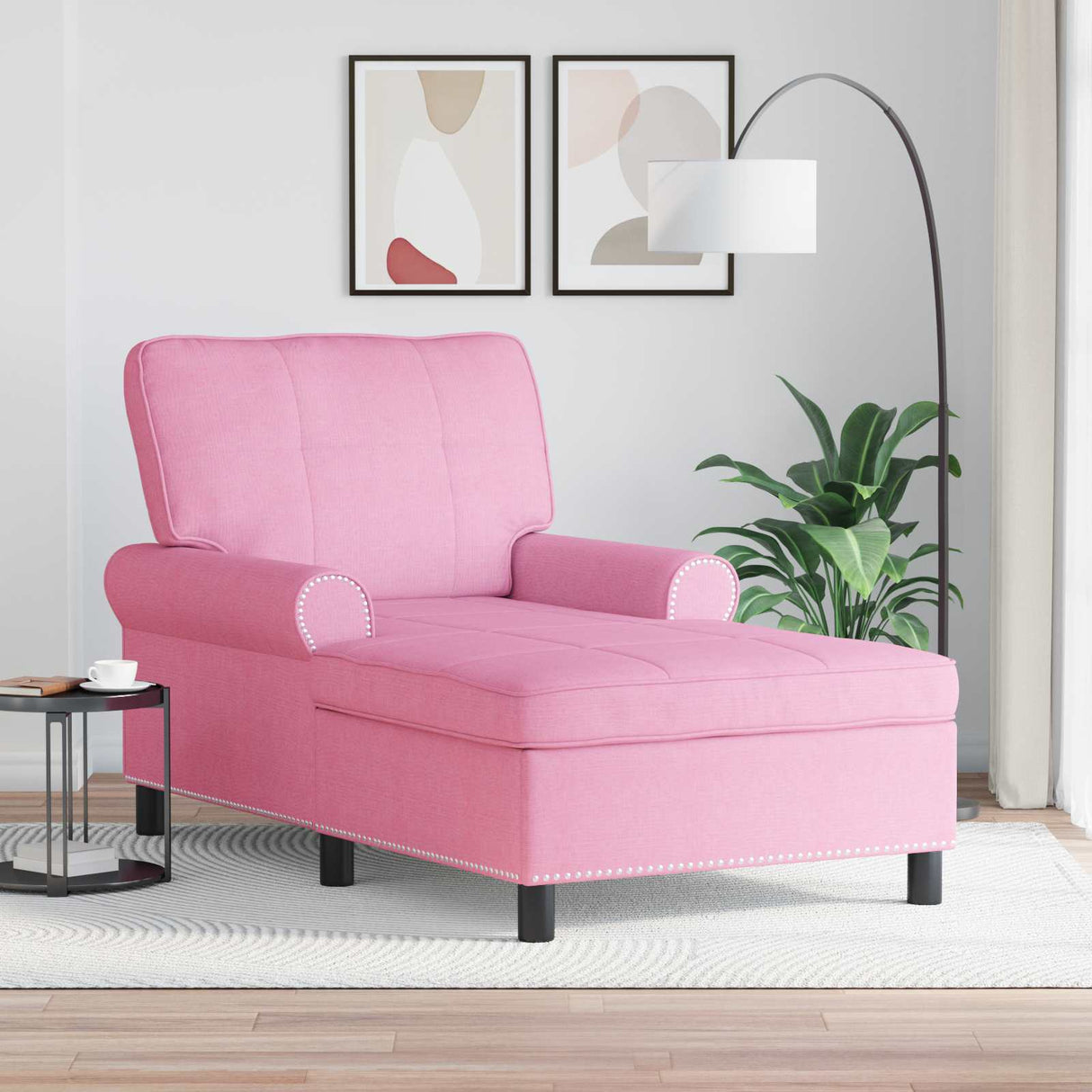 vidaXL Chaise Lounge met kussen Lichtgrijs 91 x 157 x 91 cm Stof