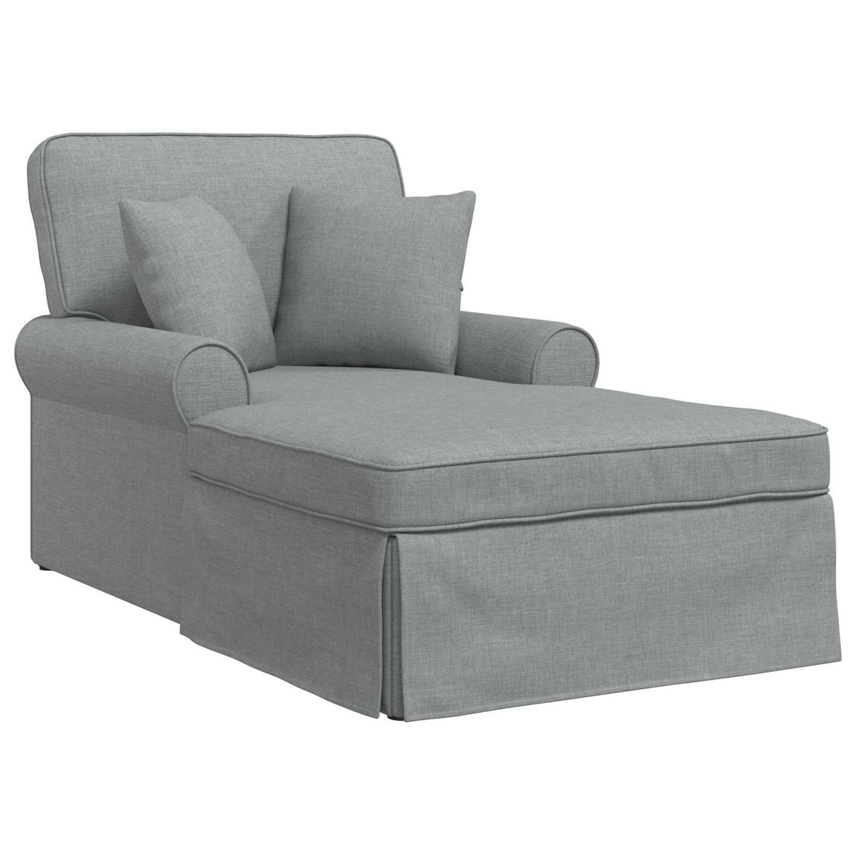 vidaXL Chaise Lounge with Skirt and Cushion 3 pcs Light Grey Fabric