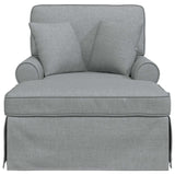 vidaXL Chaise Lounge with Skirt and Cushion 3 pcs Light Grey Fabric