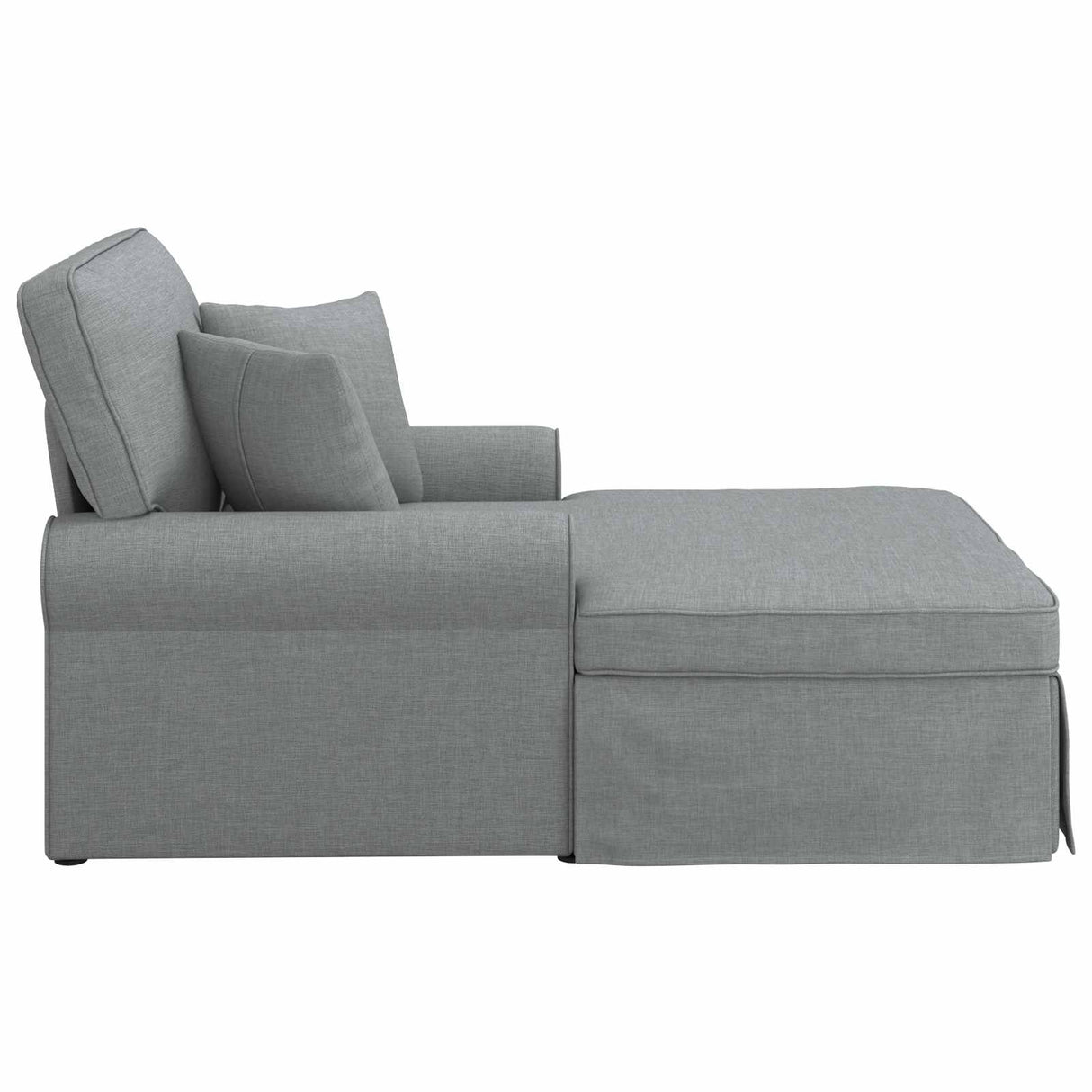 vidaXL Chaise Lounge with Skirt and Cushion 3 pcs Light Grey Fabric