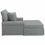 vidaXL Chaise Lounge with Skirt and Cushion 3 pcs Light Grey Fabric