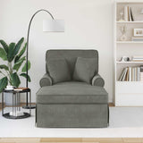 vidaXL Chaise Lounge with Skirt with Cushion 3 pcs Light Grey Corduroy Fabric