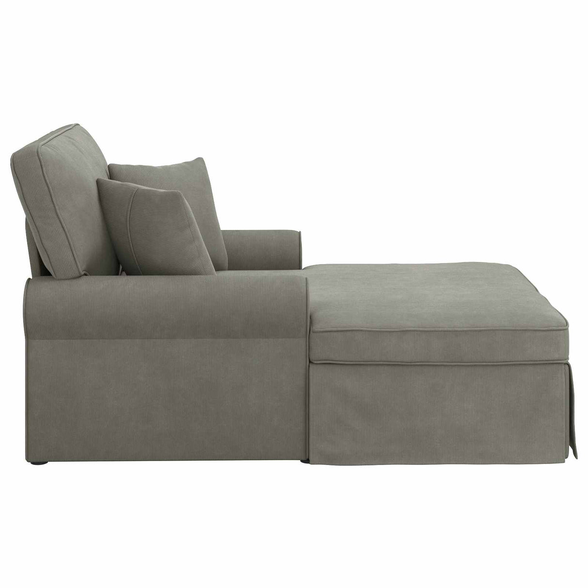 vidaXL Chaise Lounge with Skirt with Cushion 3 pcs Light Grey Corduroy Fabric