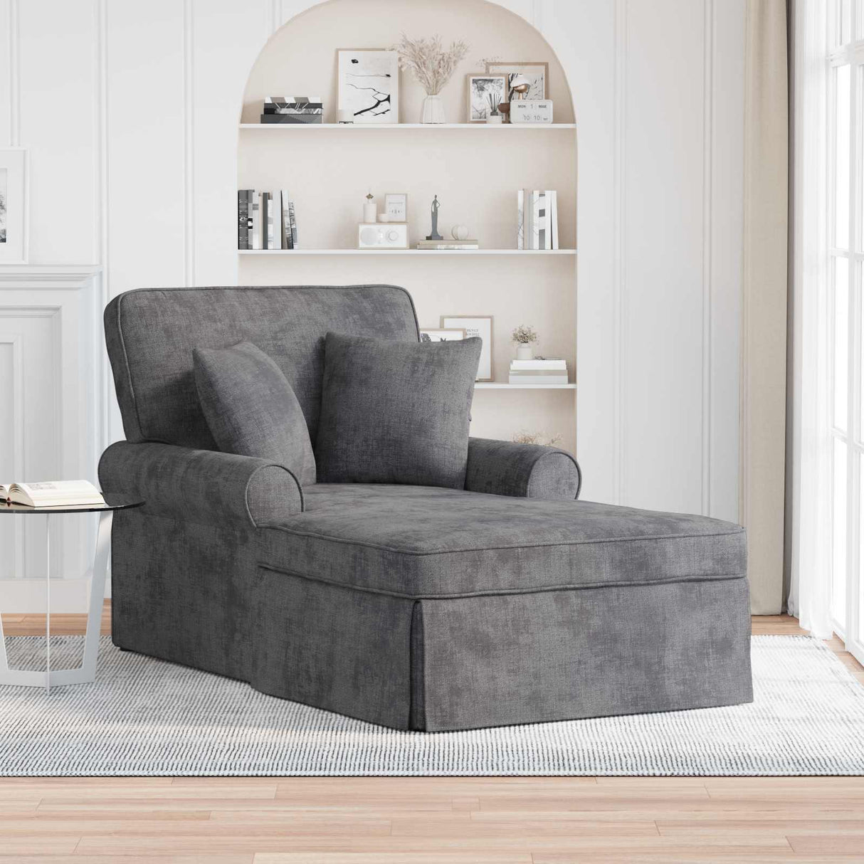 vidaXL Chaise Lounge met Rok Crèmekleurig 157 x 91 x 91 cm ARES