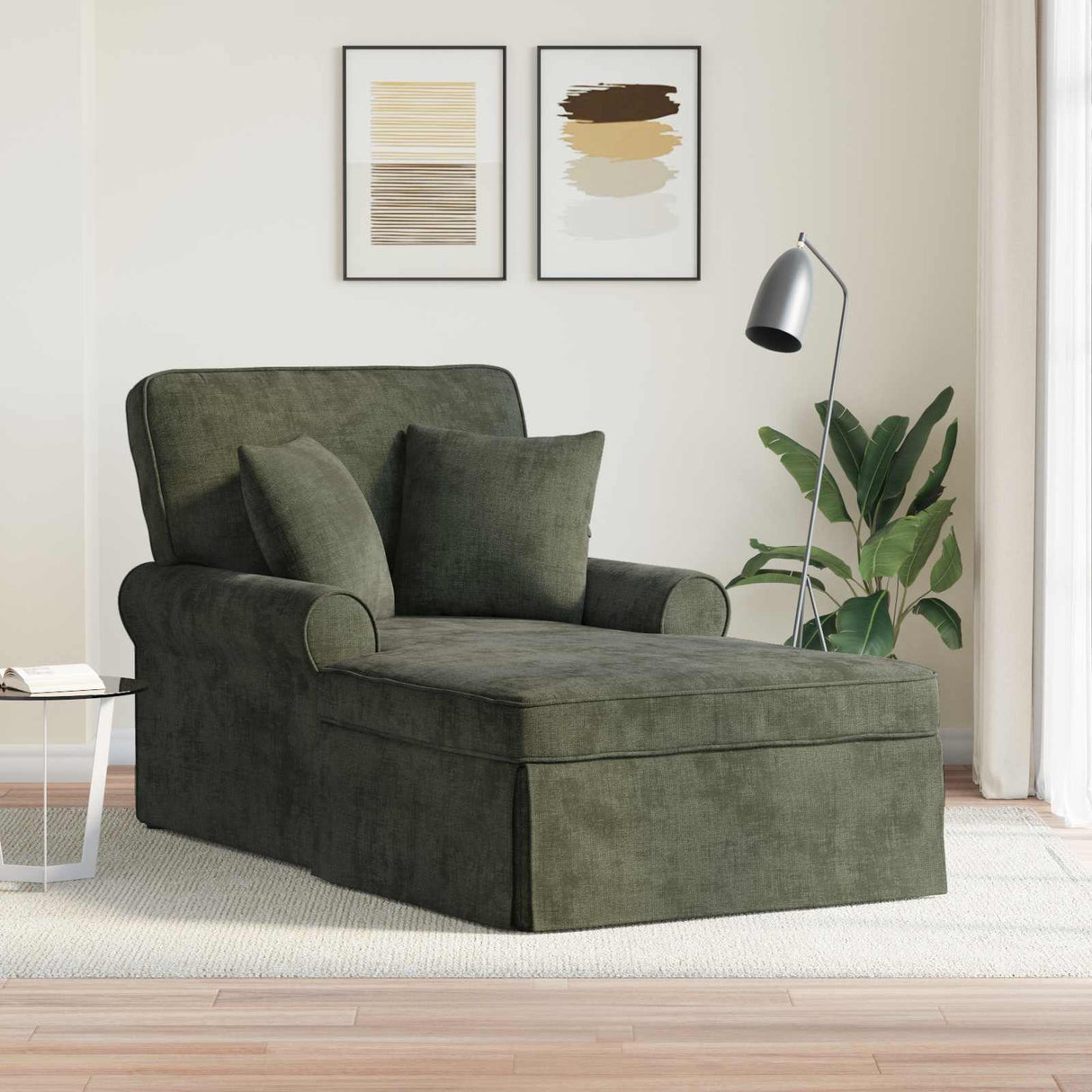 vidaXL Chaise Lounge met Rok Crèmekleurig 157 x 91 x 91 cm ARES