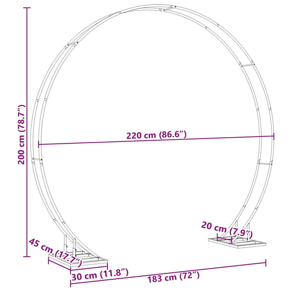 vidaXL Wedding Arch White 220 x 45 x 200 cm Steel